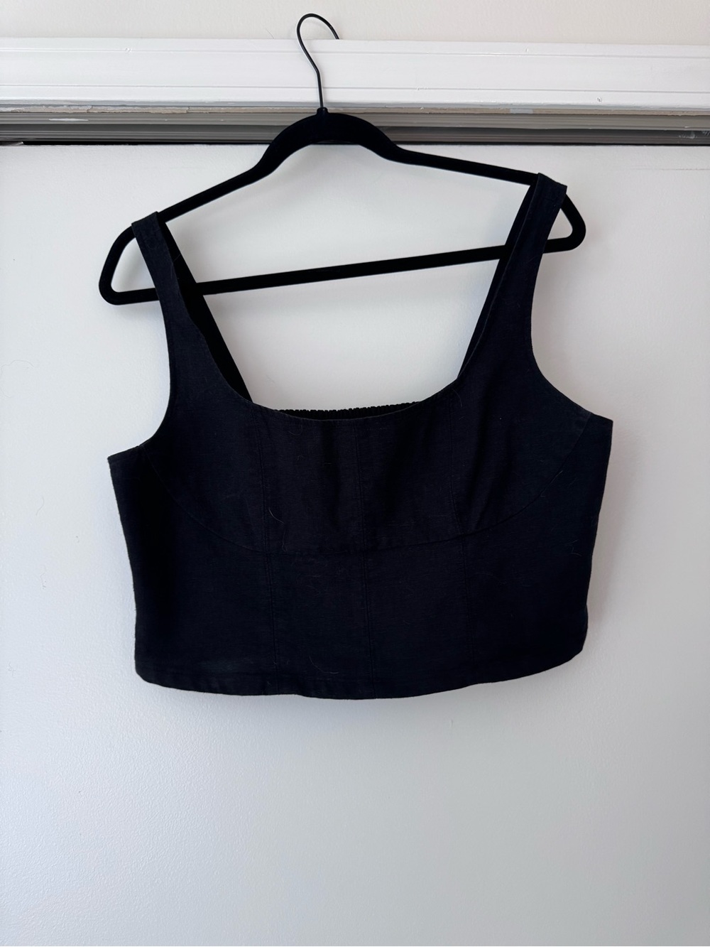 Banana Republic Factory Black Linen Crop Tank Top